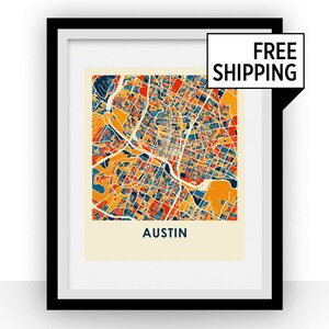 Austin Map Print - Full Color Map Poster