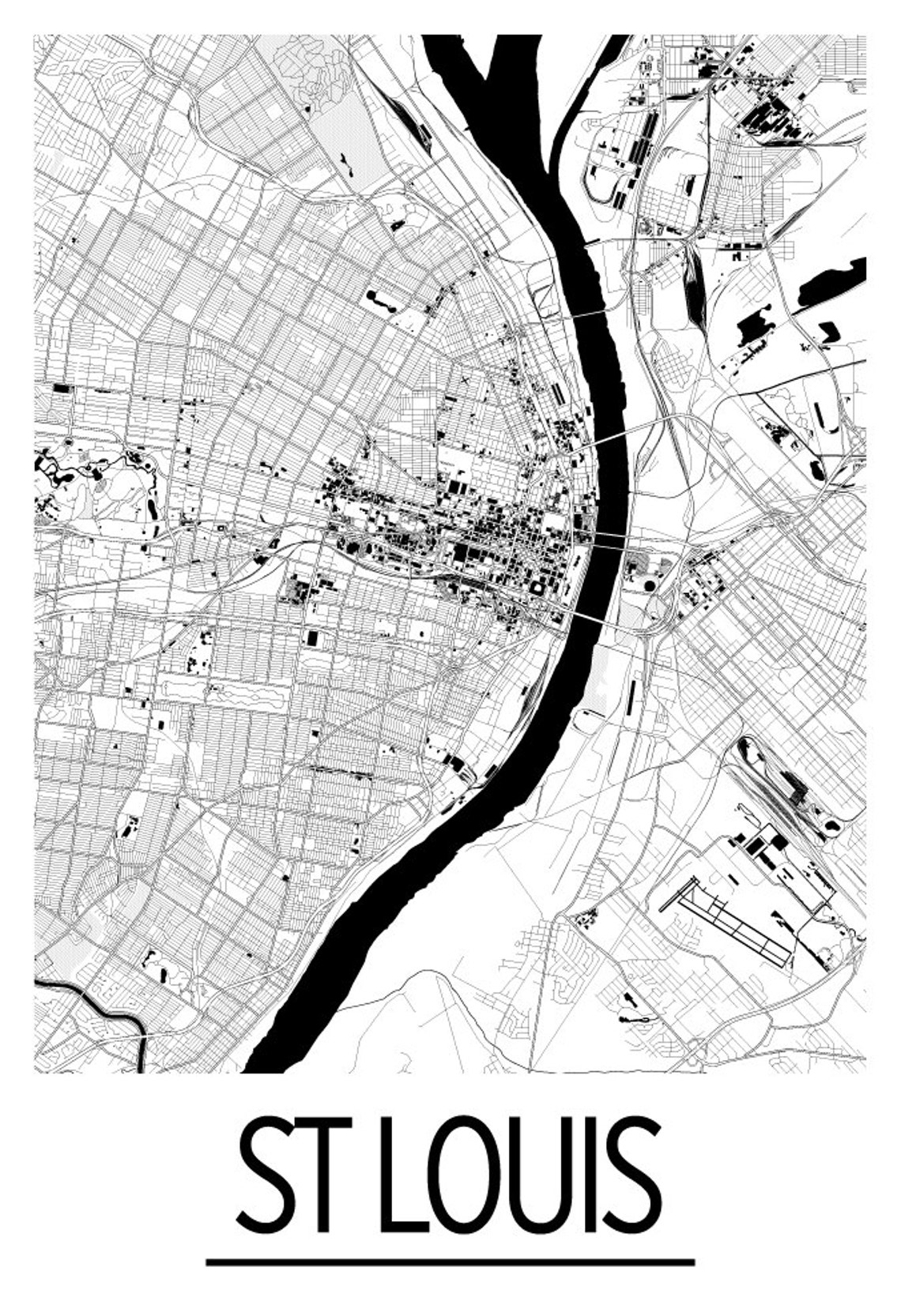 St Louis Map Poster Usa Map Print Art Deco Series | Etsy