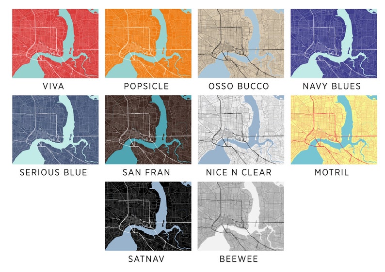 Jacksonville Map Print Any Color You Like image 3