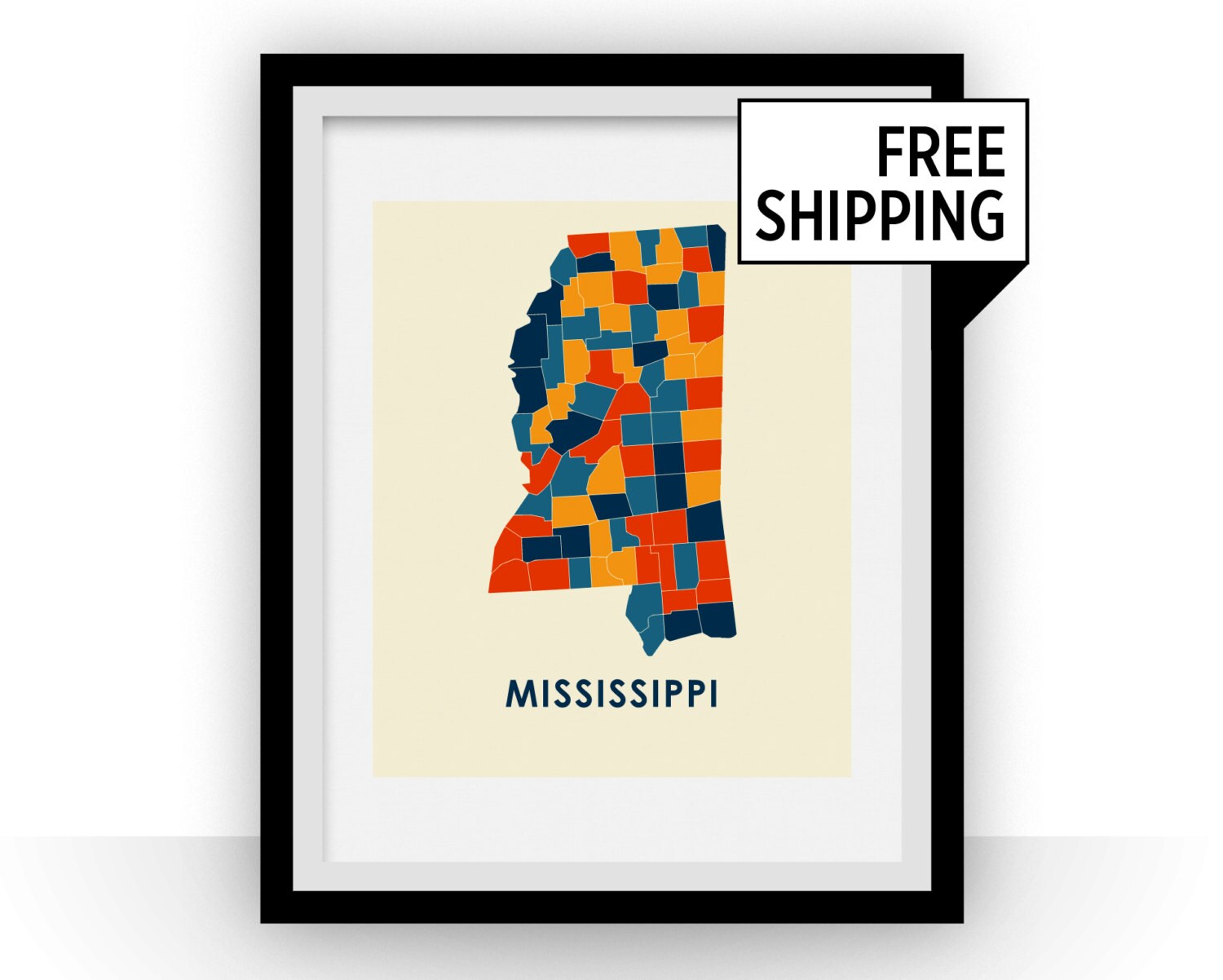Mississippi Map Print Full Color Map Poster - Etsy