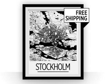 Stockholm Map Poster - sweden Map Print - Art Deco Series
