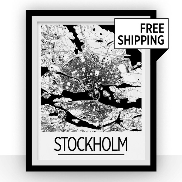 Stoccolma Mappa Poster - Svezia Mappa stampa - Art Deco serie