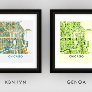Chicago Map Print - Full Color Map Poster - Etsy