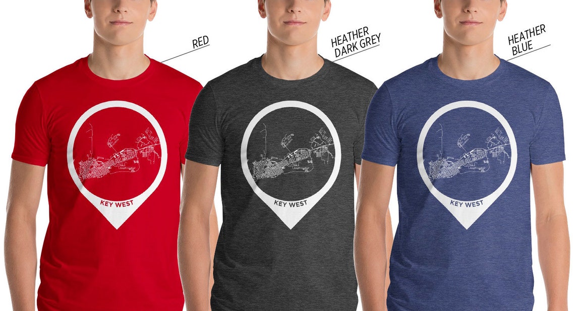 Key West Map Tshirt Florida Map Tshirt Key West Men T Etsy