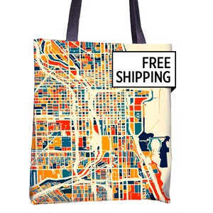 Chicago Carte cabas - sac cabas en Illinois carte 15 x 15