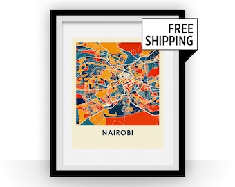 Nairobi Map Print - Full Color Map Poster