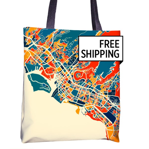 Honolulu Map Tote Bag - Hawaii Map Tote Bag 15x15