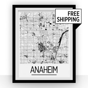 Anaheim Kartenwerke Poster - Usa Karte Print - Art Deco