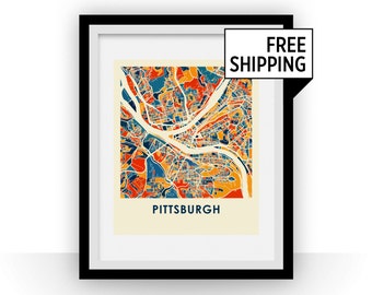 Pittsburgh Map Print - Full Color Map Poster