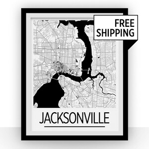 Jacksonville Kartenwerke Poster - Usa Karte Print - Art Deco