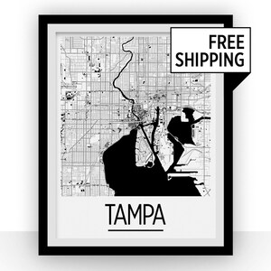 Tampa Kartenwerke Poster - Usa Karte Print - Art Deco