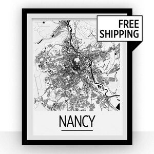 Mapa de Nancy carteles - impresión de mapa de Lorraine - Art Deco serie