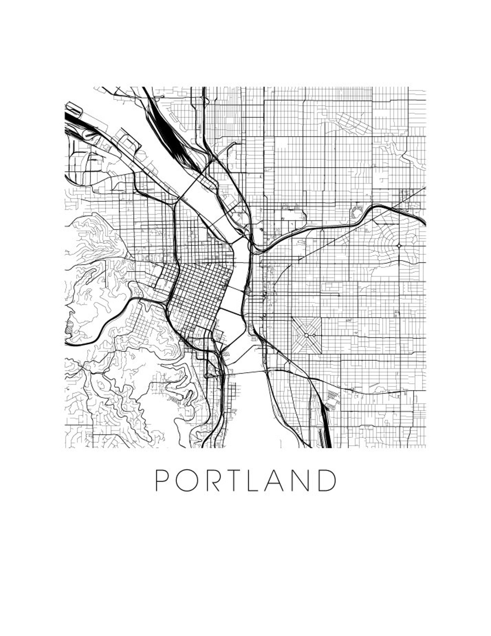 Portland Map Print - Etsy