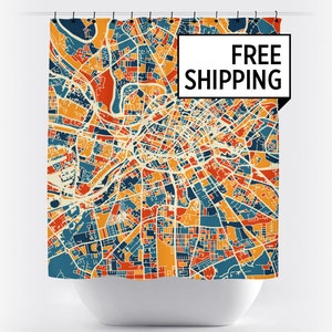 Manchester Map Shower Curtain - uk Shower Curtain - Chroma Series
