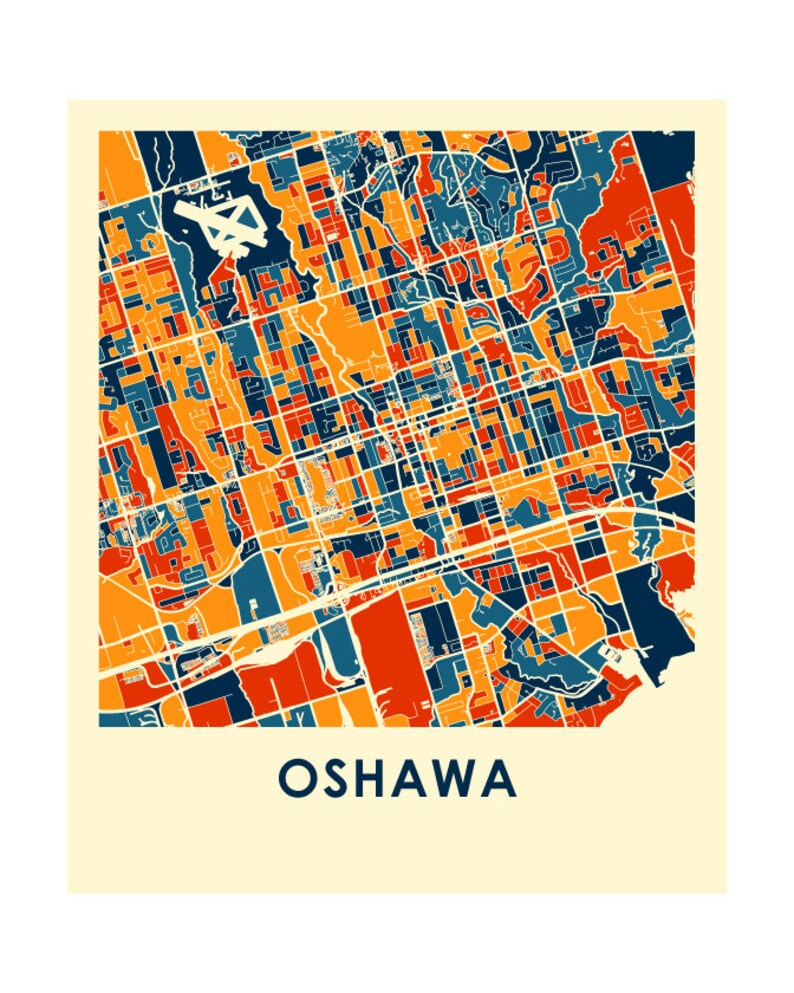 Oshawa Ontario Map Print Full Color Map Poster Etsy