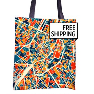 Bruxelles Map Tote Bag - Belgium Map Tote Bag 15x15