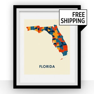 Florida kaart afdrukken - Full Color kaart Poster