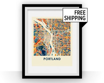 Portland Map Print - Full Color Map Poster