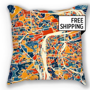 Prague Map Pillow - Czech Map Pillow 18x18