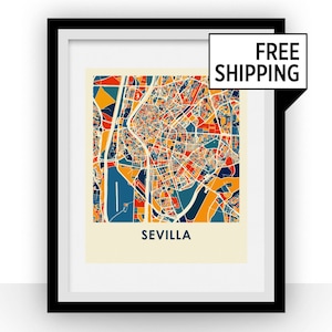 Sevilla anzeigen Print - Vollfarb-Karte-Poster