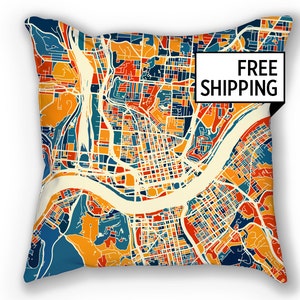 Cincinnati Map Pillow - Ohio Map Pillow 18x18