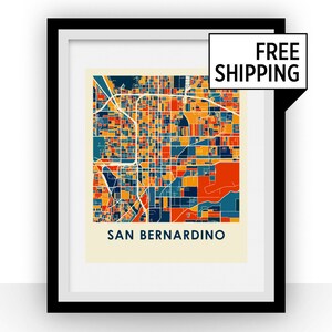 San Bernardino Map Print - Full Color Map Poster