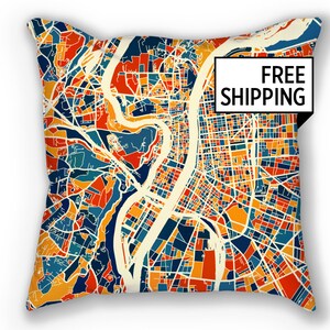 Lyon mapa almohada - Francia mapa 18 x 18