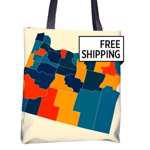Carte de l'Oregon - sac ou sac carte 15 x 15