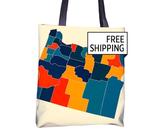 Oregon Map Tote Bag - OR Map Tote Bag 15x15