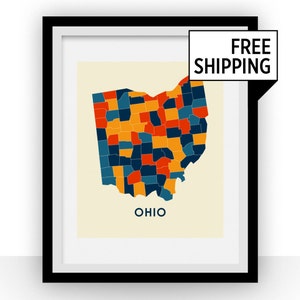 Ohio Map Print - Full Color Map Poster