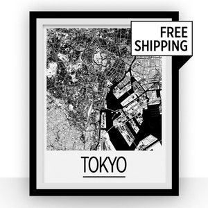 Tokyo Map Poster - japan Map Print - Art Deco Series