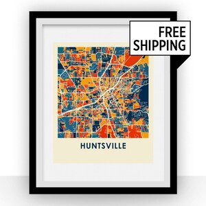 Huntsville kaart afdrukken - Full Color kaart Poster