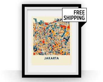 Jakarta Map Print - Full Color Map Poster