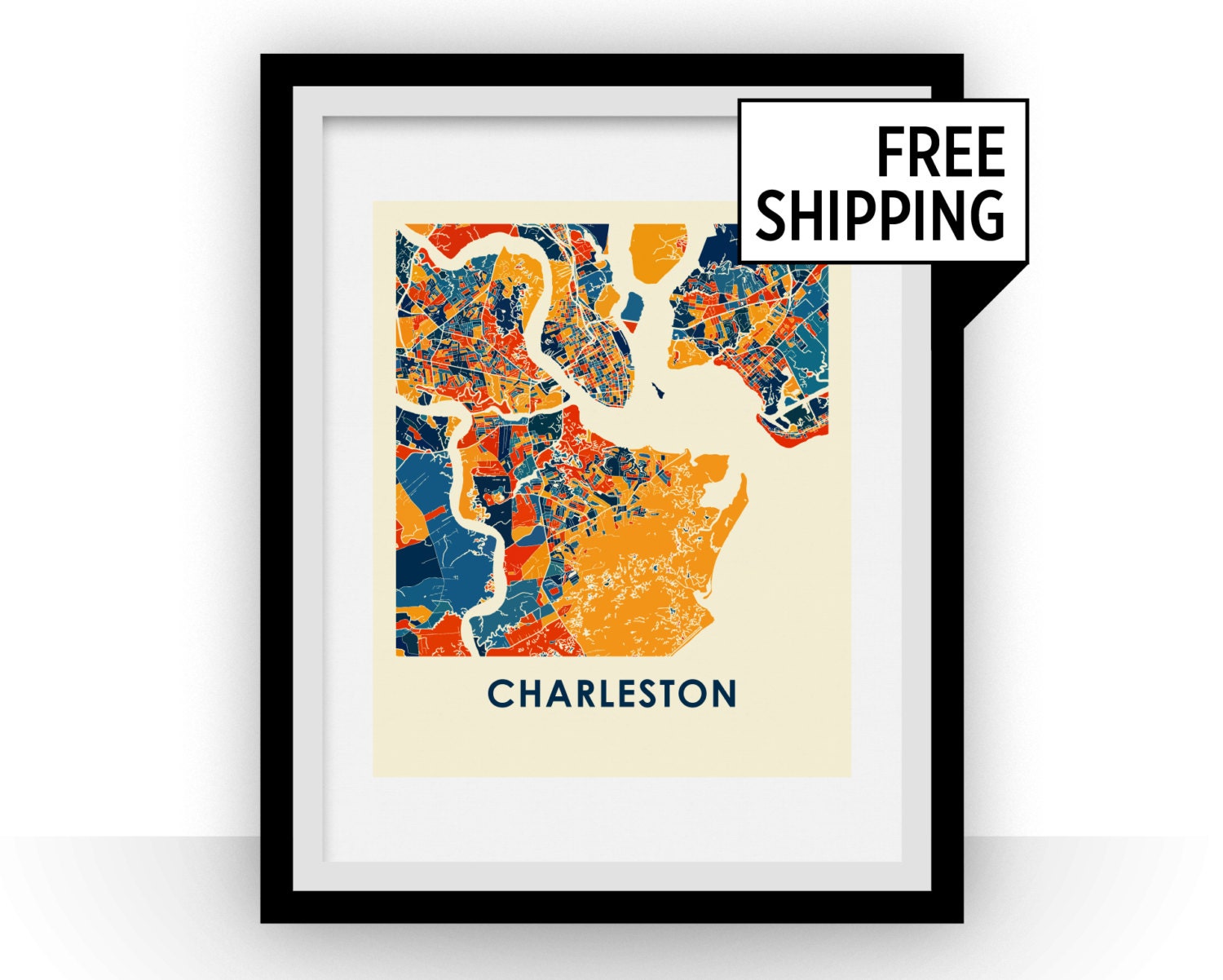Charleston Map Print Full Color Map Poster | Etsy