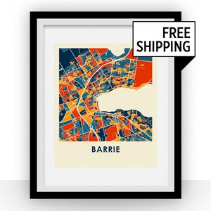 Impression de la carte Barrie Ontario - Affiche de la carte couleur complète