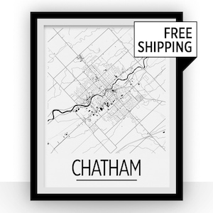 Chatham-Kent Map Poster - Ontario Map Print - Art Deco Series