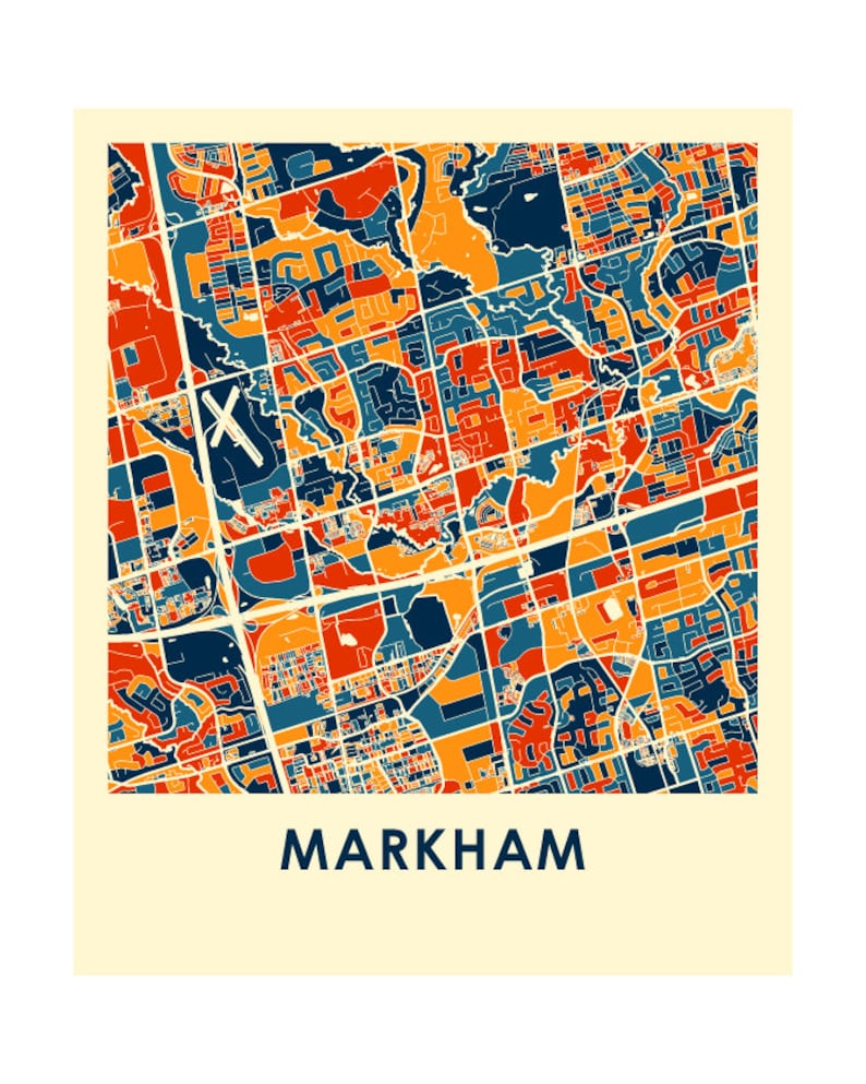 Markham Ontario Map Print Full Color Map Poster Etsy