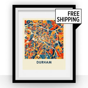 Durham Map Print - Full Color Map Poster