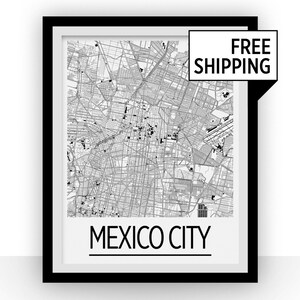 Mexico City Map Poster - mexico Map Print - Art Deco Series