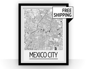 Mexico City Map Poster - mexico Map Print - Art Deco Series