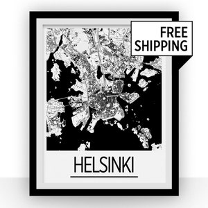 Helsinki - Finnland Karte Drucken - Poster Art Deco Kartenwerke
