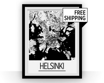 Helsinki Map Poster - finland Map Print - Art Deco Series