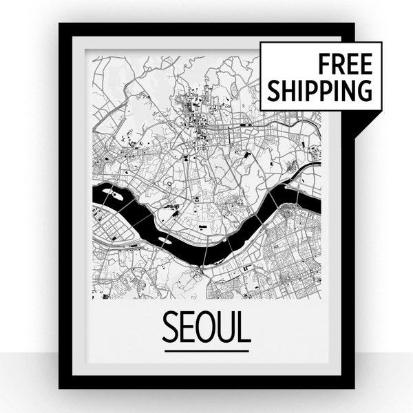 Serie di Seoul mappa Poster - Stampa mappa di Corea del Sud - Art Deco
