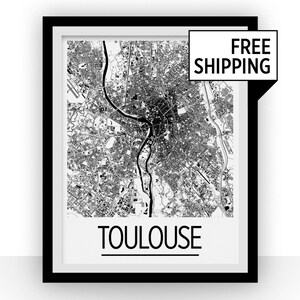 Toulouse Karte - Frankreich-Karte-Print - Art Deco Plakatserie