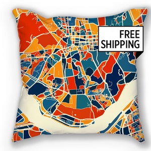 Seoul Map Pillow - South Korea Map Pillow 18x18