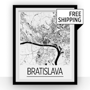 Bratislava Map Poster - Slovakia Map Print - Art Deco Series