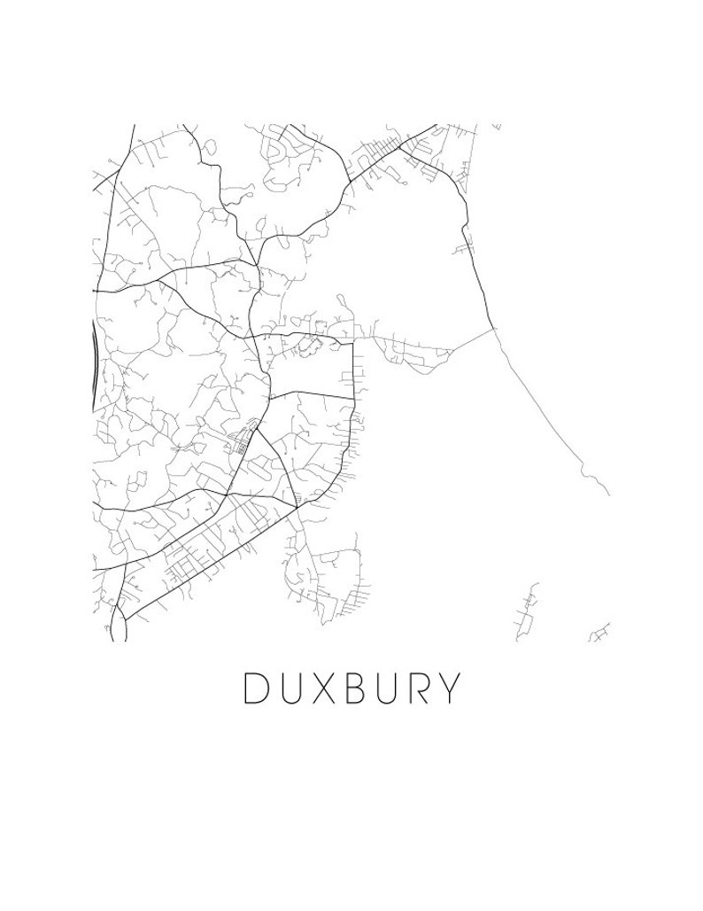 Duxbury Map Black and White Print Massachusetts Black and - Etsy