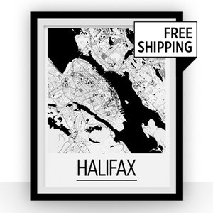 Halifax Map Poster - nova scotia Map Print - Art Deco Series