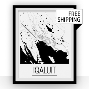 Iqaluit Map Poster - Canada Map Print - Art Deco Series
