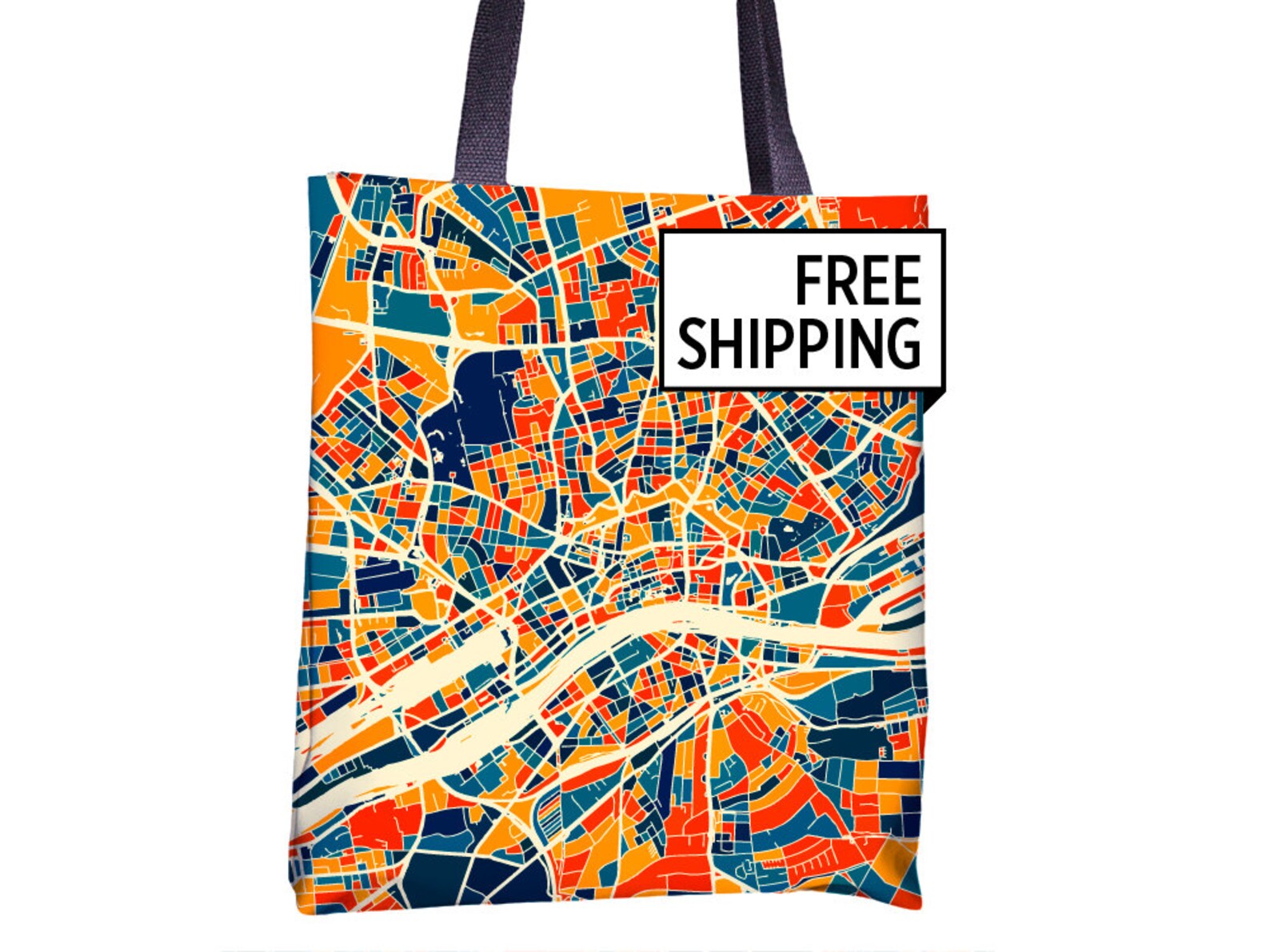 Frankfurt Map Tote Bag Germany Map Tote Bag 15x15 Etsy